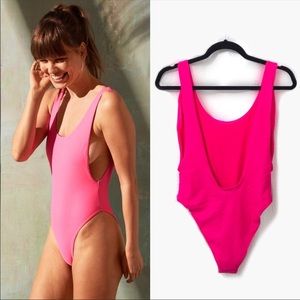 Aerie American Eagle Super Scoop Hot Pink Swimsuit